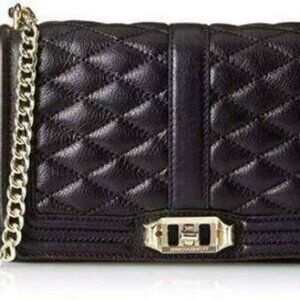 Rebecca Minkoff Love Quilted Genuine Leather Crossbody | Shoulder Bag Black